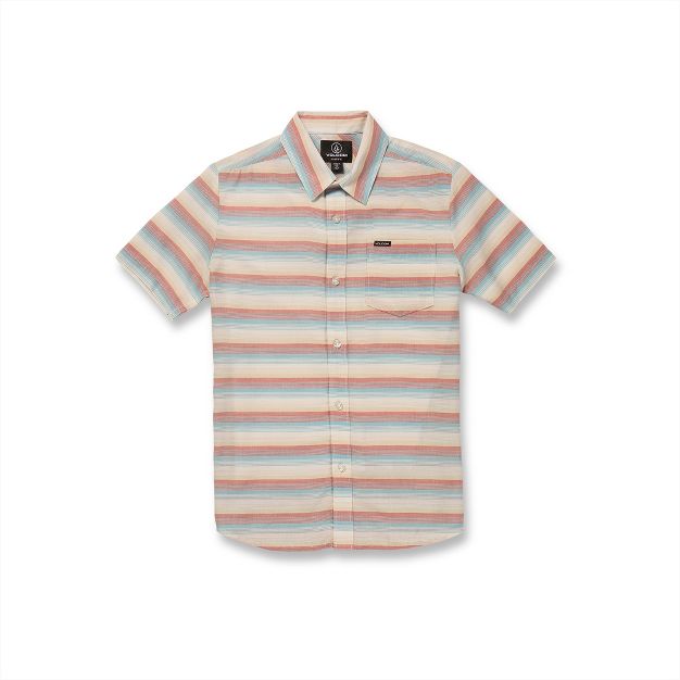 Volcom Boys Veecee Stripe Short Sleeve Button Down Shirt